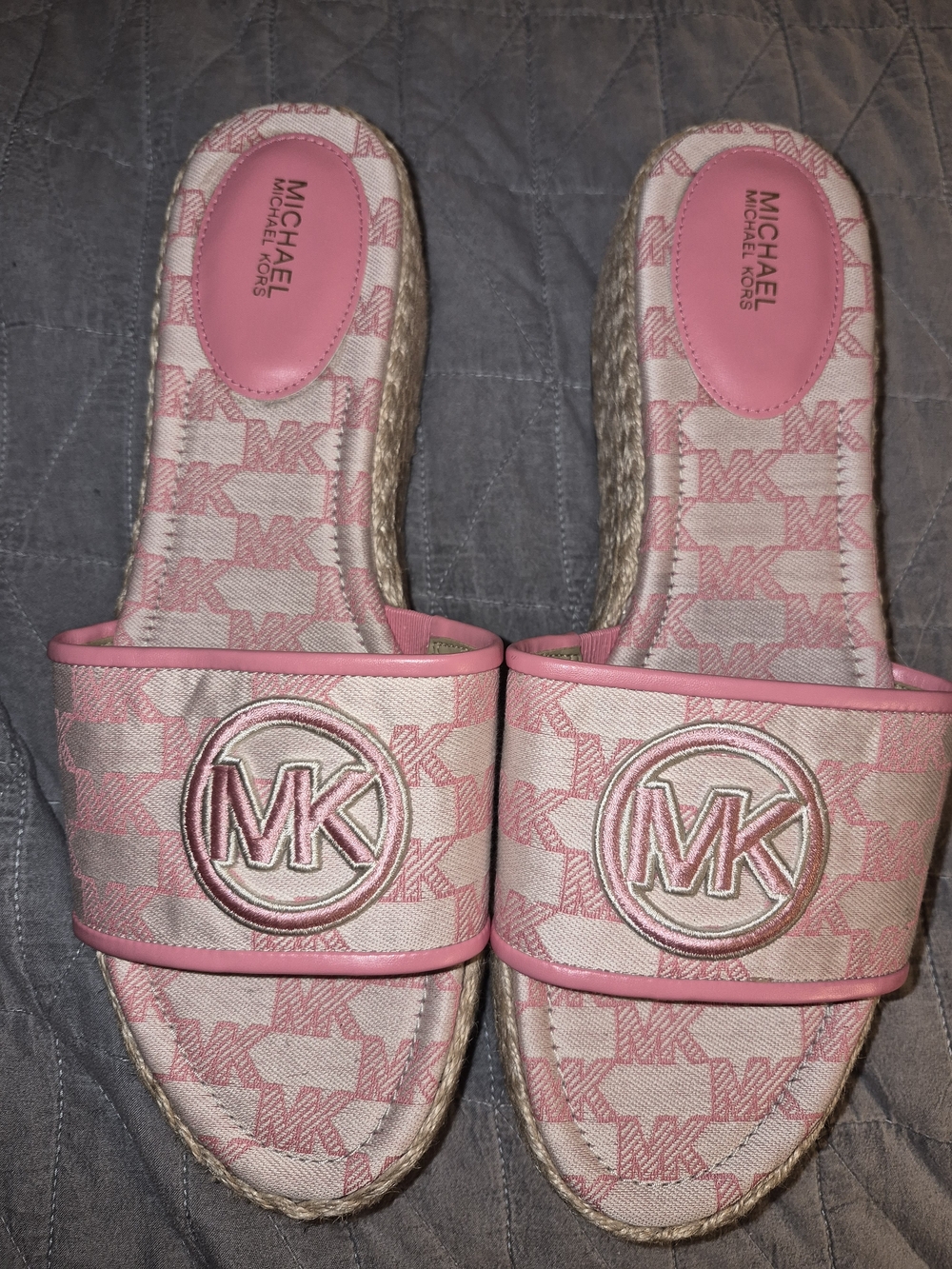 Michael Kors Pink MK Logo Slide Sandals